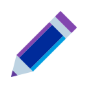 purple and blue icon of a pencil