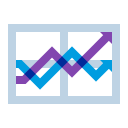 purple and blue icon of a line chart