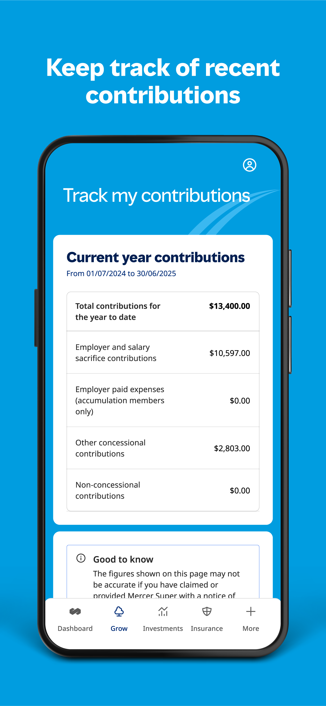 Keep track of recent contributions, plus a screen of the contributions page in the app