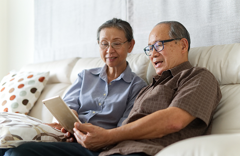 Couple sitting on couch