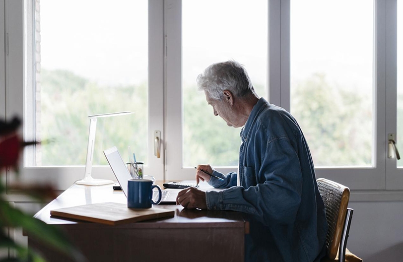 Man sitting at computer