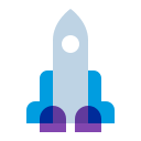 Icon of a rocket ship speeding ahead